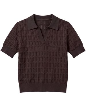 Brodie Cashmere Scallop Trim Pretty Polo - Brown