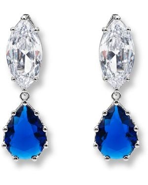 Michael Nash Jewelry Nicole Marquise And Sapphire Pear Shape Diamond Cubic Zirconium Clip On Earrings - Blue