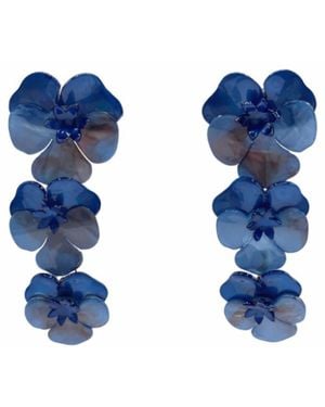 Michael Nash Jewelry Meadow Cobalt Triple Drop Floral Earrings - Blue