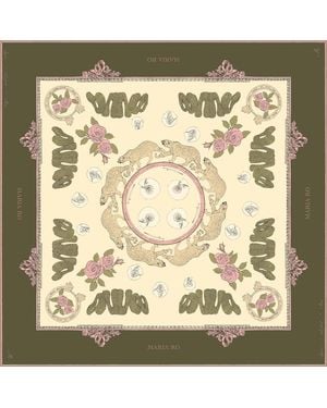 Marna Ro Jaguar Serpent & Rose. Silk Twill Scarf - Metallic