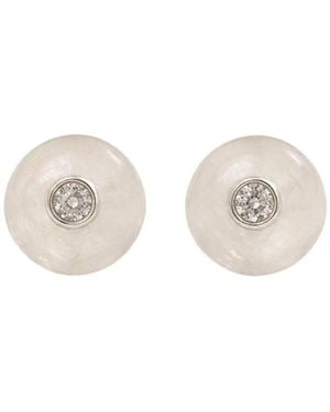 Lily Flo Jewellery Neutrals Moonstone Diamond Stud Earrings - White