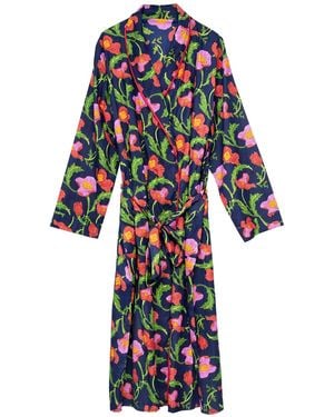 Inara Indian Cotton Midnight Sweetpea Robe - Blue