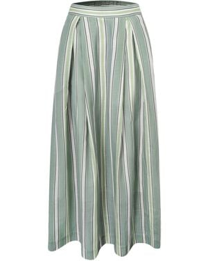Smart and Joy Striped Midi Skirt With Cotton Lining - Green