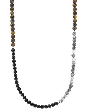 Anchor and Crew Onyx, Jasper & Tigers Eye Isaac & Stone Skinny Necklace X Wrap Bracelet - Metallic