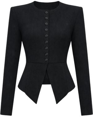 Nocturne Sculpted Button-Front Knit Top - Black