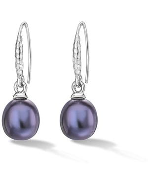 Dower & Hall Oval Peacock Luna Pearl Drop Earrings - Blue