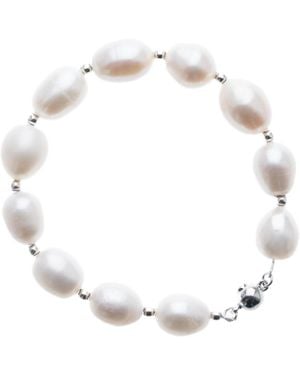 Silver Moon Sterling Bracelet With Pearls - White