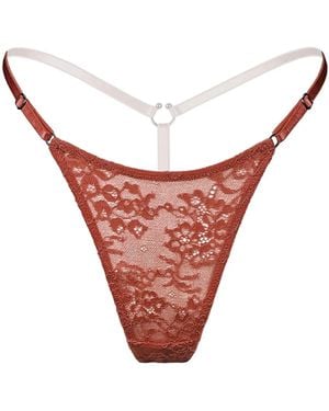 MONIQUE MORIN LINGERIE Adjustable Lace Thong Lingerie - Red
