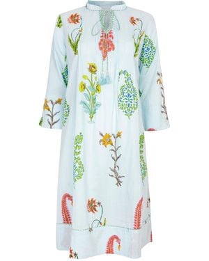 NoLoGo-chic Botanical Tassel Kurta Cotton Persian - Blue