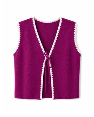 Mind Traveler Bougainvillea Embroidered Knit Vest - Purple