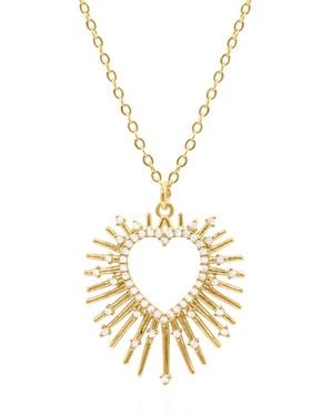 Luna Charles Cher Starburst Heart Pendant Necklace - Metallic