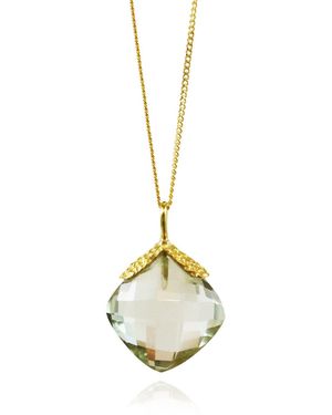 MOUNIR LONDON Green Amazon Diya Pendant - Metallic