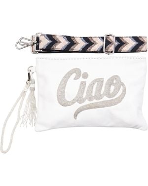 Sidney Byron Ciao Beaded Leather Bag With Crossbody Strap - White