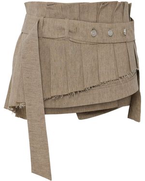 Pcfg Neutrals Linen Blend Super Mini Skirt - Natural