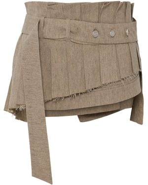 Pcfg Neutrals Linen Blend Super Mini Skirt - Natural