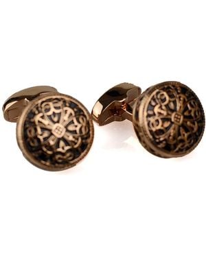 DAVID WEJ Rose Knighthood Round Cufflinks – Rose - Brown