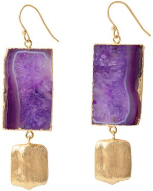 YAA YAA LONDON Hold The Baby Agate Statement Earrings - Purple