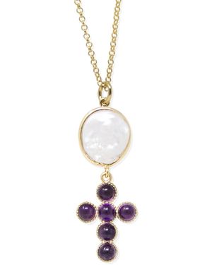 Vintouch Italy Hope Gold-plated Amethyst Cross Necklace - Metallic