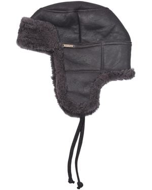Owen Barry Sheepskin Trapper Napalan Garth British Made - Black