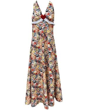 Couture to Your Door Floral Maxi Summer Dress Vintage Print - Natural