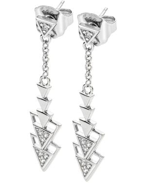 Lucy Quartermaine Solid Sterling Art Deco Triangle Earrings - Metallic