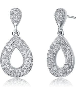 Genevive Jewelry Elegant Plated With Clear Cubic Zirconia Pear Drop Earrings - Metallic
