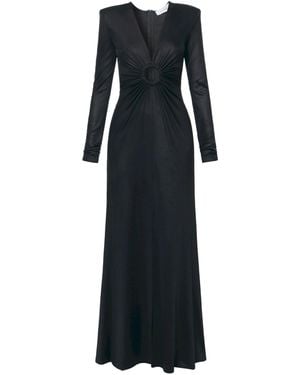 AGGI by HALEWSKI Nina Pearl Long Sleeve Maxi Evening Dress - Black