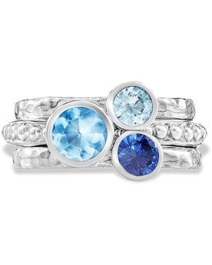 Dower & Hall Cosmic Twinkle Stacking Rings - Blue