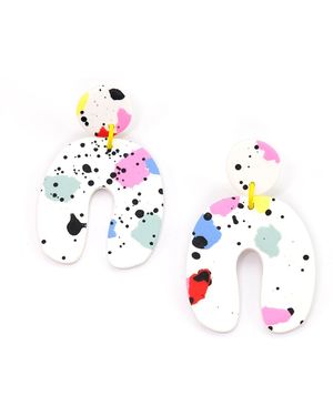 By Chavelli Paint Splatter Dangly Arch Earrings - Metallic