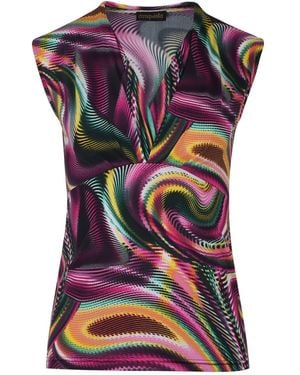 Conquista ' / Print Mulberry V Neck Jersey Top - Multicolour