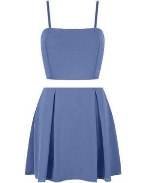 Celestine & Mae Electra Mini Skirt And Crop Set - Blue