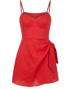 Yumi Kim Praya Linen Romper - Red