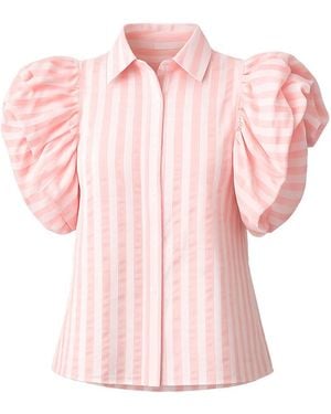Tantra Spain Sl Striped Shirt With Puffed Sleeves - Pink