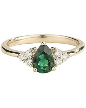 Juvetti Pisa Emerald & Diamond Pear Cut Ring - Green