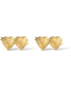 Déclarer Double Heart Studs - Metallic