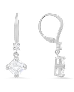 Kylie Harper Dangling Asscher Cut Diamond Cz Earrings - White