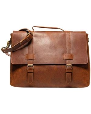 Hides Leather Co. Handmade Leather Messenger Bag, Urban Laptop Briefcase - Brown