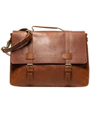 Hides Leather Co. Handmade Leather Messenger Bag, Urban Laptop Briefcase - Brown