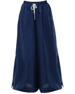 Metamorph Palazzo Linen Pants - Blue