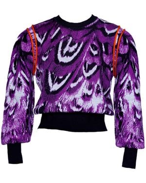 Essien & Emre Levia Merino Wool Knitted Pattern Jumper - Purple