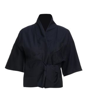 MOE Ink Deep Wool Vest Jacket - Blue