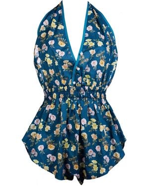 Noblesse Oblige Baby Rose Romper - Blue
