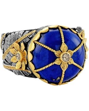 Emma Chapman Jewels Lapis Lazuli Diamond Cocktail Ring - Blue