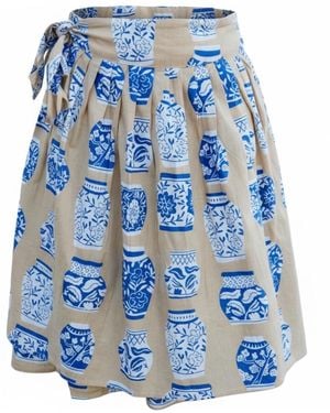 Mary Marshmallow Neutrals Short Wrap Skirt - Blue