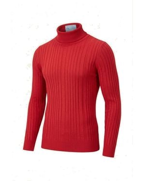 Ron Tomson Roll Neck Ribbed Jumper - Red