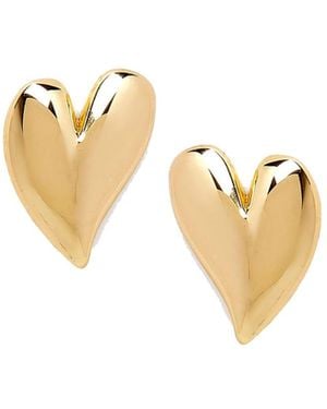 Potoska Mini Heart Stud Earrings - Metallic