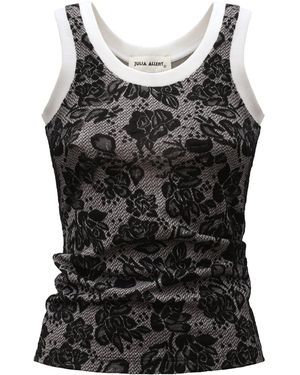 Julia Allert Rib Tank Top Floral Jacquard - Black