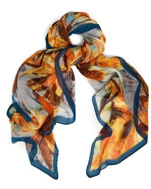 Saachi Floral Sunflower Pleated Scarf - Metallic