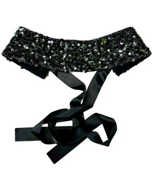 LA FEMME MIMI Sequins Zero-Waste Obi Belt - Black