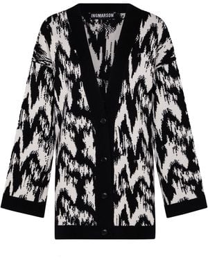 INGMARSON Ikat Wool & Cashmere Knitted Cardigan - Black
